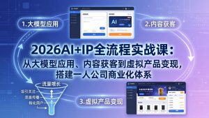 2026AI+IP全流程实战课：从大模型应用、内容获客到虚拟产品变现，搭建一人公司商业化体系-金鼎聊项目