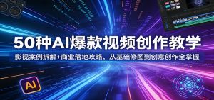 50种AI爆款视频创作教学：影视案例拆解+商业落地攻略，从基础修图到创意创作全掌握-金鼎聊项目