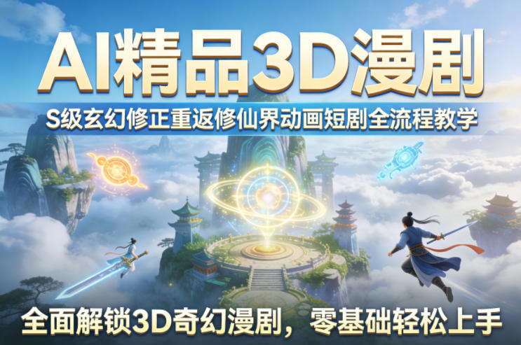AI精品3D漫剧S级玄幻修正重返修仙界动画短剧全流程教学，全面解锁3D奇幻漫剧，零基础轻松上手-金鼎聊项目