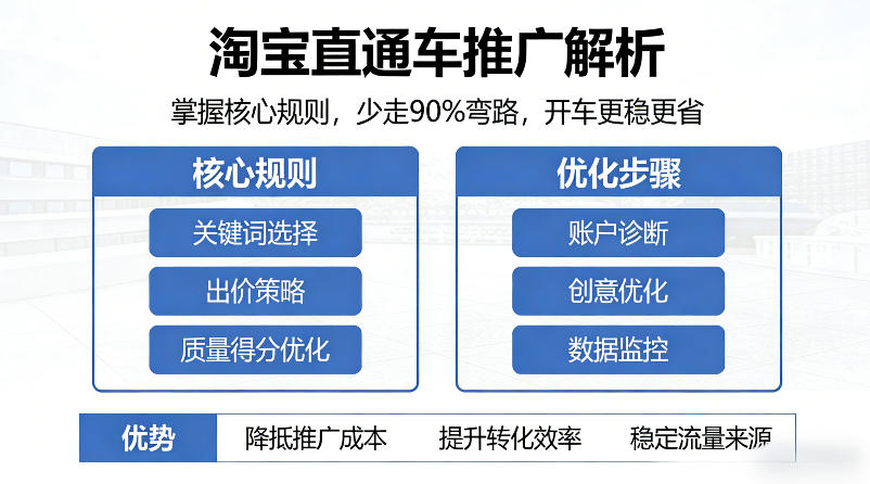 淘宝直通车推广解析，掌握核心规则，少走90%弯路，开车更稳更省-金鼎聊项目
