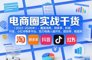 电商圈实战干货(2023-2026年)，覆盖淘系、拼多多、抖音、小红书等多平台，助力电商人避开坑、提效率、稳盈利(更新4月)-金鼎聊项目