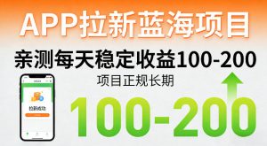 APP拉新蓝海项目，亲测每天稳定收益100-200，项目正规长期-金鼎聊项目