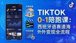 TIKTOK 0-1 陪跑课：从环境搭建到刷对标剪辑，西班牙语赛道海外变现全流程-金鼎聊项目