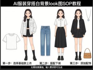 AI服装穿搭白背景look图SOP教程，不用会画画，提几句具体要求，AI就能还你一个奇迹-金鼎聊项目