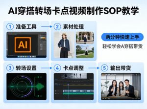 AI穿搭转场卡点视频制作SOP教学，两分钟快速上手，轻松学会AI穿搭带货-金鼎聊项目