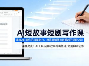 AI短故事短剧写作课，掌握AI+写作的双重能力，用笔墨铺就阶层跨越的进阶之路-金鼎聊项目