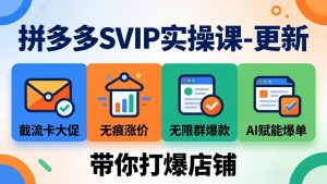 拼多多SVIP实操课-26年4月，截流卡大促+无痕涨价+无限群爆款+AI赋能爆单新玩法，带你打爆店铺-金鼎聊项目