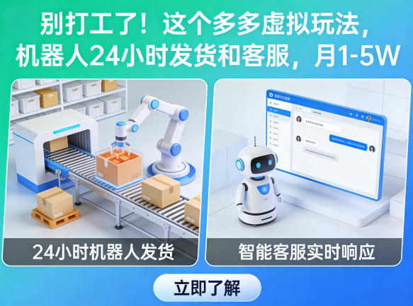 别打工了！这个多多虚拟玩法，机器人24小时发货和客服，月1-5W【揭秘】-金鼎聊项目