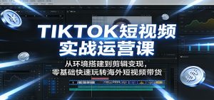 TIKTOK短视频实战运营课：从环境搭建到剪辑变现，零基础快速玩转海外短视频带货-金鼎聊项目