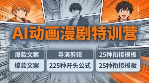 AI动画漫剧特训营：爆款文案+导演剪辑：225种开头公式+25种衔接模板，两小时剪电影级大片-金鼎聊项目