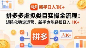 拼多多虚拟类目实操全流程：矩阵化稳定运营，新手也能轻松日入 1K+-金鼎聊项目