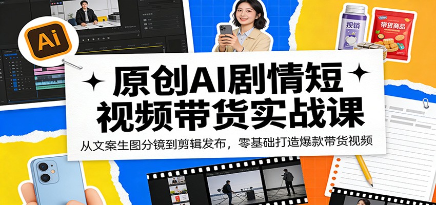 原创AI剧情短视频带货实战课：从文案生图分镜到剪辑发布，零基础打造爆款带货视频-金鼎聊项目