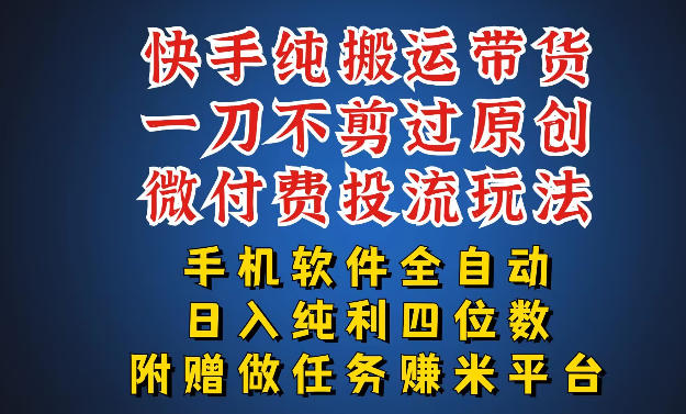 最新黑科技快手搬运带货方法，手机就能操作，轻松带你日入四位数【揭秘】-金鼎聊项目