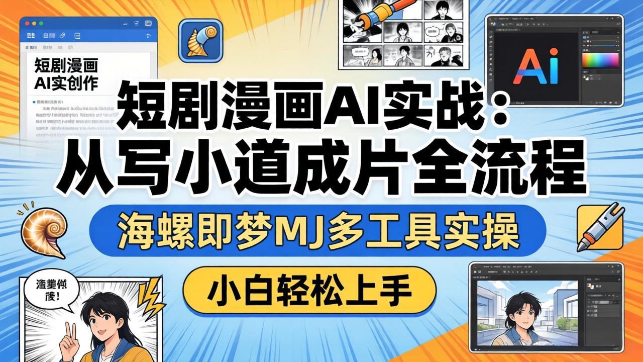 短剧漫画AI实战：从写小说到成片全流程，海螺即梦MJ多工具实操，小白轻松上手-金鼎聊项目