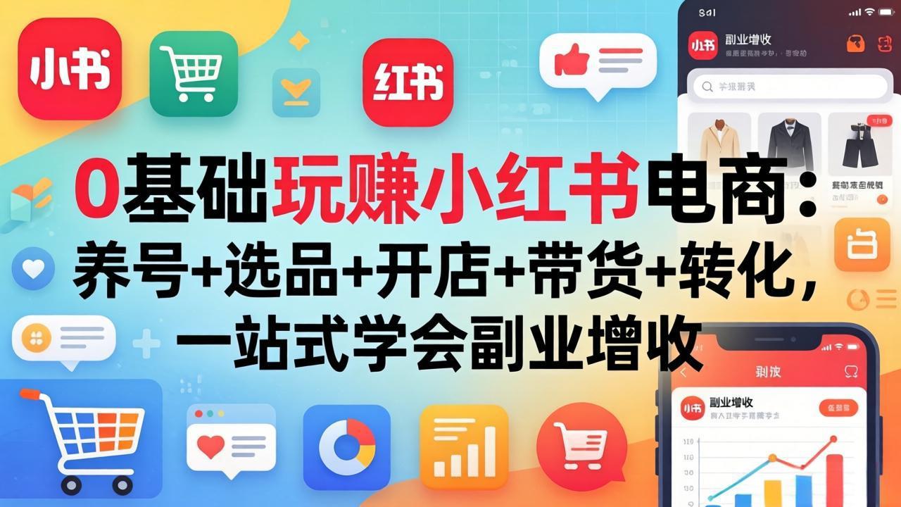 0基础玩赚小红书电商：养号+选品+开店+带货+转化，一站式学会副业增收-金鼎聊项目