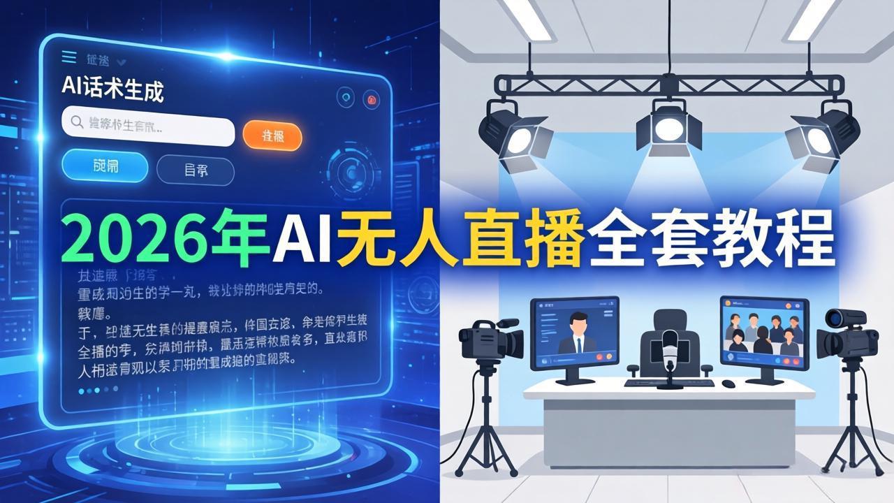 2026年AI无人直播全套教程：OBS安装+软件配置+直播间搭建+话术生成+一键开播实操-金鼎聊项目