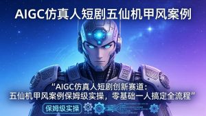 AIGC仿真人短剧创新赛道：五仙机甲风案例保姆级实操，零基础一人搞定全流程-金鼎聊项目