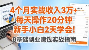 4个月实战收入3万+，每天操作20分钟，新手小白2天学会！-金鼎聊项目