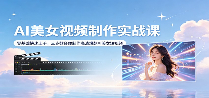 AI美女视频制作实战课：零基础快速上手，三步教会你制作高清爆款AI美女短视频-金鼎聊项目