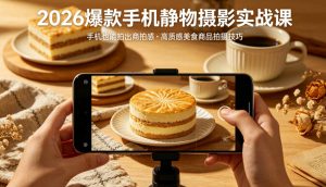 2026爆款手机静物摄影实战课,手机也能拍出商拍感,学会拍出高质感美食商品-金鼎聊项目