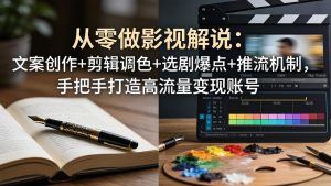 从零做影视解说:文案创作+剪辑调色+选剧爆点+推流机制,手把手打造高流量变现账号-金鼎聊项目