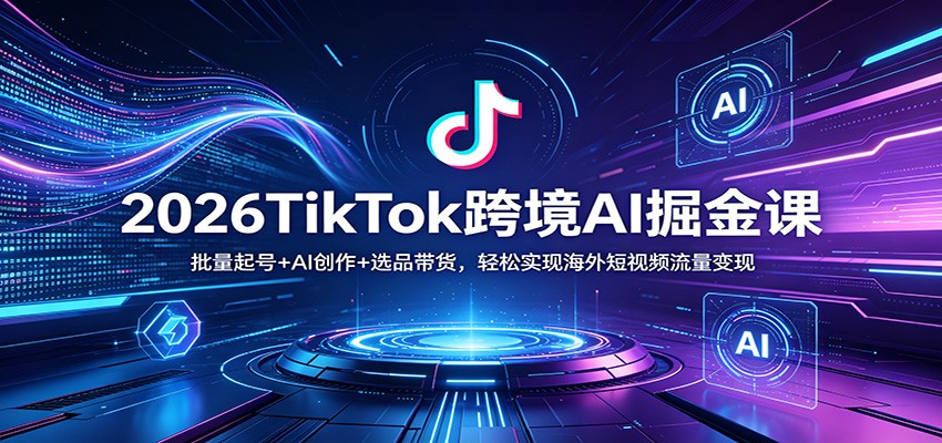 2026TikTok跨境AI掘金课：批量起号+AI创作+选品带货，轻松实现海外短视频流量变现-金鼎聊项目