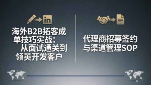 海外B2B拓客成单技巧实战：从面试通关到领英开发客户，代理商招募签约与渠道管理SOP-金鼎聊项目