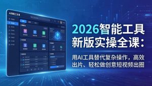 2026智能工具新版实操全课:用AI工具替代复杂操作,高效出片、轻松做创意短视频出圈-金鼎聊项目