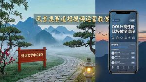 风景类赛道短视频运营教学:诗词文学中式美学,新号养号对标账号定位,DOU+高性价比投放全流程-金鼎聊项目