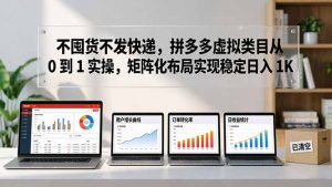 不囤货不发快递,拼多多虚拟类目从 0 到 1 实操,矩阵化布局实现稳定日入 1K-金鼎聊项目