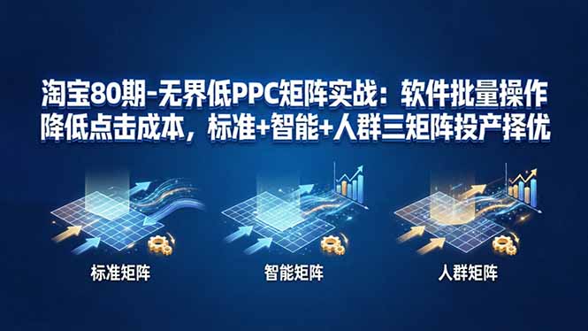 淘宝80期-无界低PPC矩阵实战：软件批量操作降低点击成本，标准+智能+人群三矩阵投产择优-金鼎聊项目