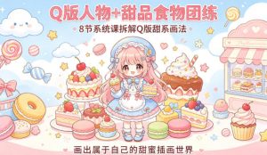Q版人物+甜品食物团练，8节系统课拆解Q版甜系画法，画出属于自己的甜蜜插画世界-金鼎聊项目