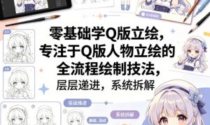 零基础学Q版立绘，专注于Q版人物立绘的全流程绘制技法，层层递进，系统拆解-金鼎聊项目