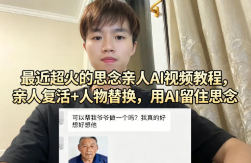 最近超火的思念亲人AI视频教程，亲人复活+人物替换，用AI留住思念-金鼎聊项目