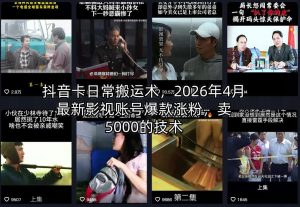抖音卡日常搬运术，2026年4月最新影视账号爆款涨粉，卖5000的技术-金鼎聊项目