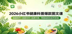 2026小红书健康科普爆款图文课：插画制作+选题创作+品牌对接，零基础轻松起号变现-金鼎聊项目