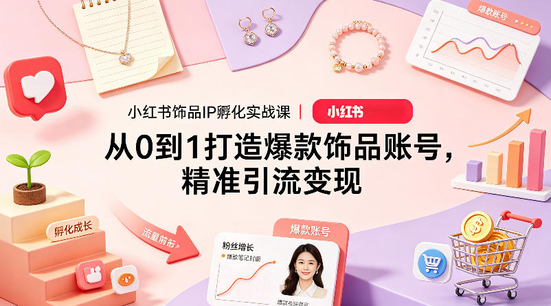 小红书饰品IP孵化实战课｜从0到1打造爆款饰品账号，精准引流变现-金鼎聊项目