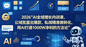 2026AI全域增长内训课，公域批量出爆款，私域精准做转化，用AI打通1000W净利的方法论-金鼎聊项目