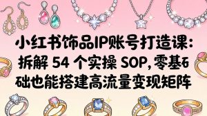 小红书饰品IP账号打造课：拆解 54 个实操 SOP，零基础也能搭建高流量变现矩阵-金鼎聊项目