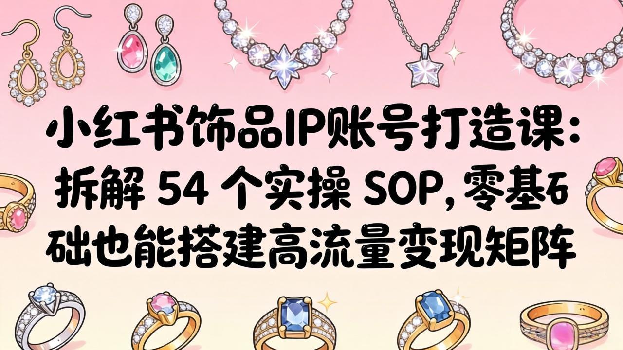 小红书饰品IP账号打造课：拆解 54 个实操 SOP，零基础也能搭建高流量变现矩阵-金鼎聊项目