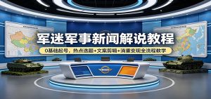 军迷军事新闻解说教程：0基础起号，热点选题+文案剪辑+消重变现全流程教学-金鼎聊项目