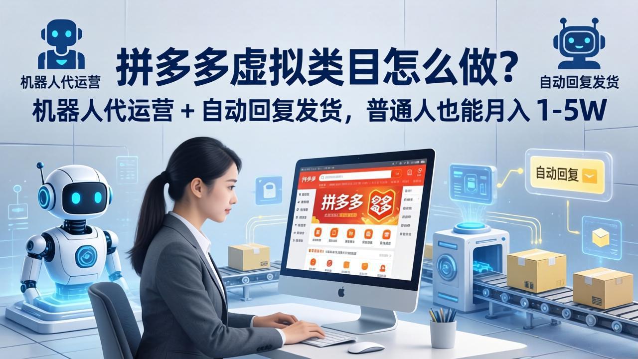 拼多多虚拟类目怎么做？机器人代运营 + 自动回复发货，普通人也能月入 1-5W-金鼎聊项目