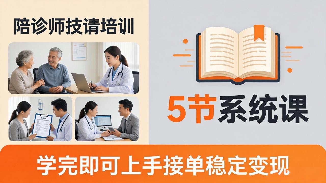 想做陪诊师不知从何下手？5节系统课教你掌握核心技能，学完即可上手接单稳定变现-金鼎聊项目