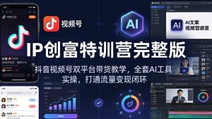 IP创富特训营完整版：抖音视频号双平台带货教学，全套AI工具实操，打通流量变现闭环-金鼎聊项目