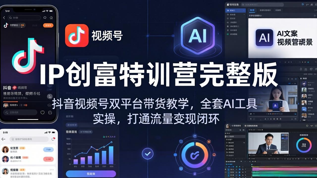 IP创富特训营完整版：抖音视频号双平台带货教学，全套AI工具实操，打通流量变现闭环-金鼎聊项目