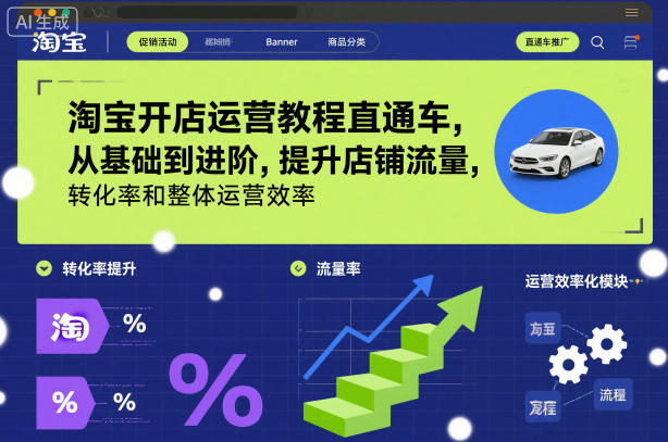 淘宝开店运营教程直通车，从基础到进阶，提升店铺流量，转化率和整体运营效率(更新26年4月20日)-金鼎聊项目