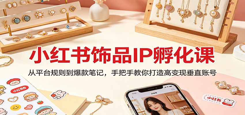 小红书饰品IP孵化课：从平台规则到爆款笔记，手把手教你打造高变现垂直账号-金鼎聊项目