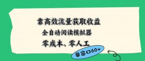 靠高效流量获取收益，零成本全自动阅读模拟器2.0全新玩法，单窗口高达50+蓝海小众项目【揭秘】-金鼎聊项目