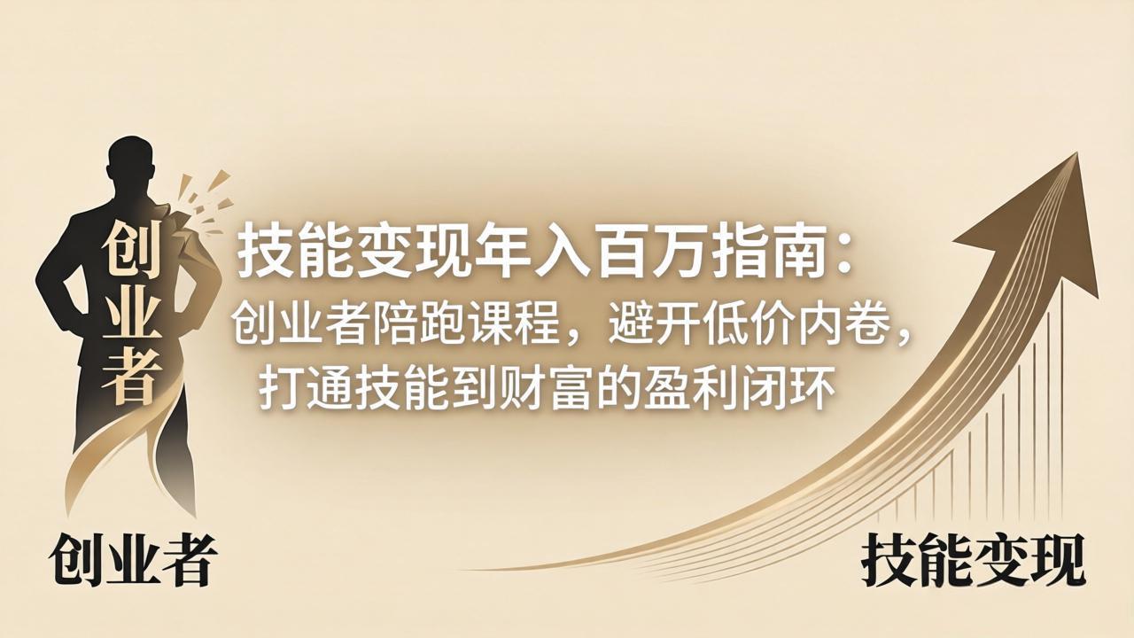 技能变现年入百万指南：创业者陪跑课程，避开低价内卷，打通技能到财富的盈利闭环-金鼎聊项目