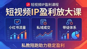 短视频IP盈利放大课：小红书流量+私域成交+带徒体系，私教陪跑助力稳定盈利-金鼎聊项目